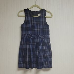 Lands End navy, white plaid jumper girl's sz 10. Knee length school uniform